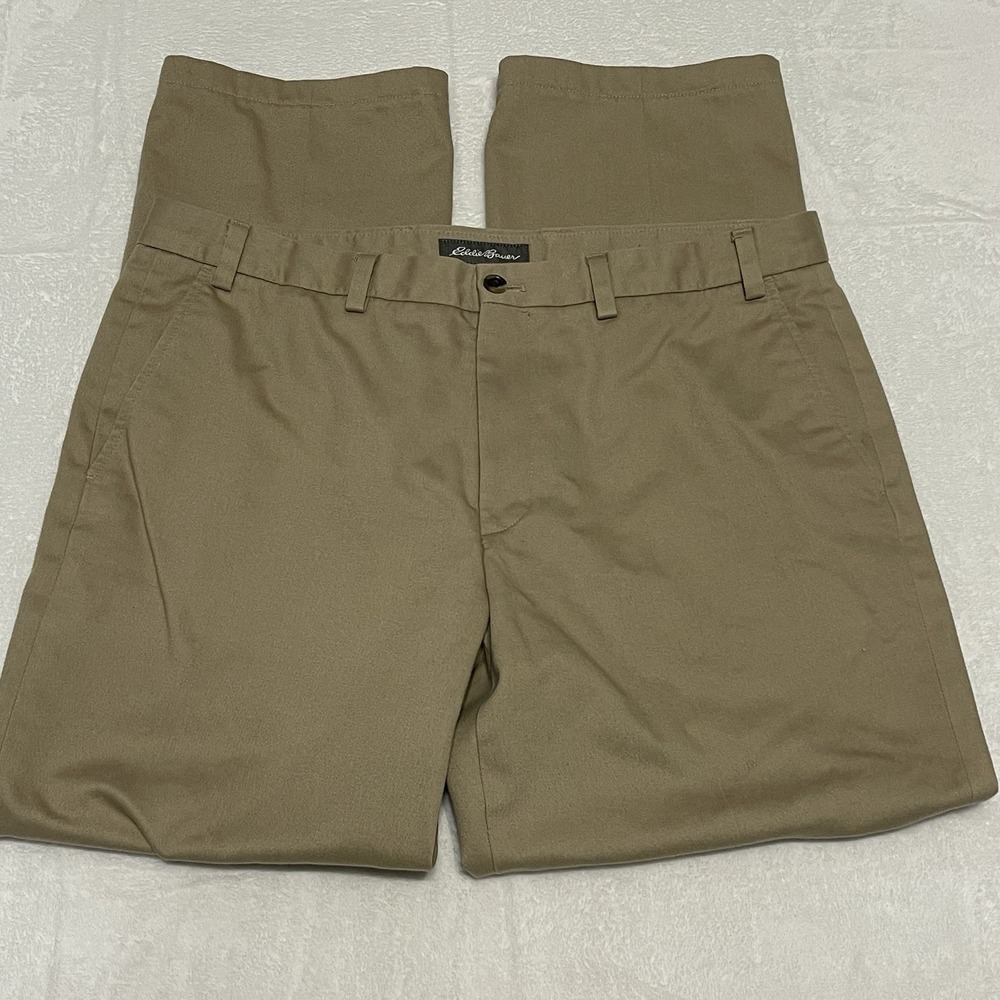 Eddie Bauer Pants Mens 38x31 Khaki Beige Wrinkle Free Classic Fit Chino Cotton
